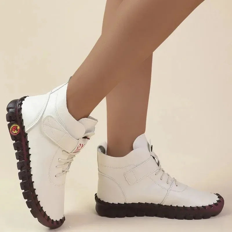 New Fur Thick Boots Women Short Leather Boots Women's Furry Orthopedic Shoes Women Winter Waterproof Snow Boots Botas Mujer