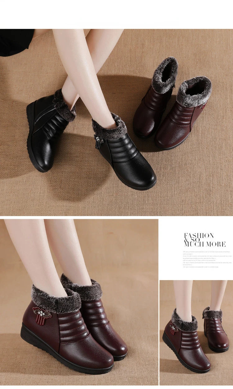 Nuevas botas de invierno para mujer, botines gruesos de felpa para mujer, con cremallera, cómodas botas de nieve para exteriores, zapatos de algodón a la moda, botas De Mujer