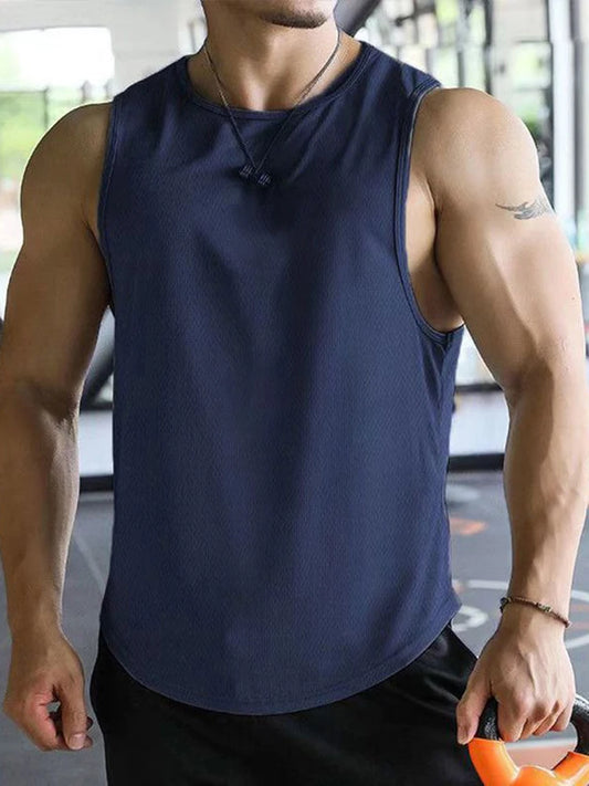 13 Color Men Vests Summer Male O-Neck Sleeveless Solid Breathable Loose Tank Tops QDH-BX1