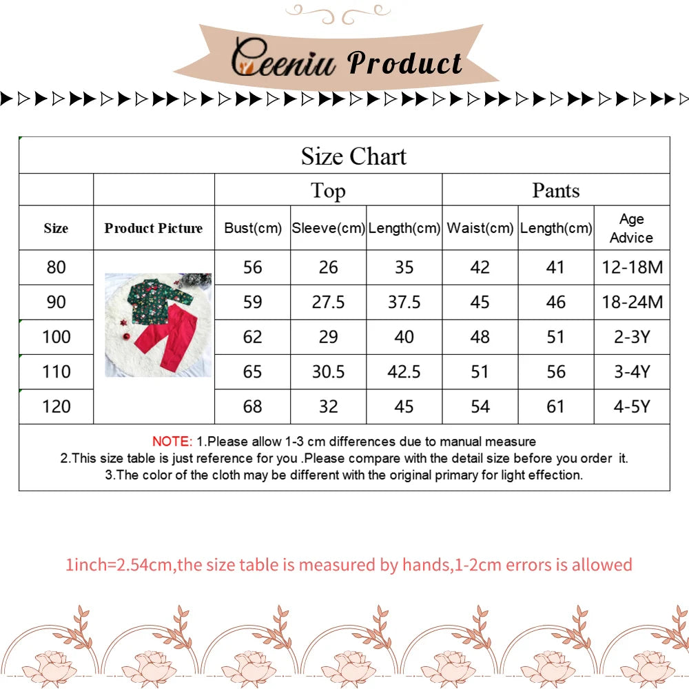 Ceeniu 1-5Y New Year Costume For Boy Christmas Outfit Santa Deer Printed Necktie Shirts and Red Pants Children Christmas Clothes