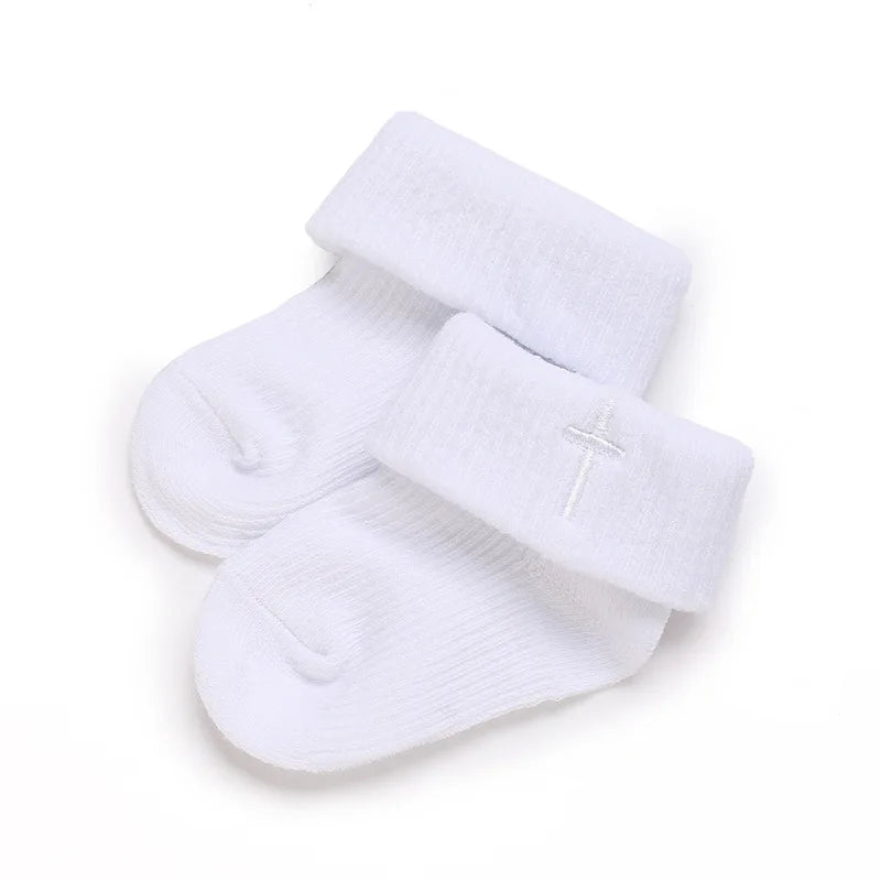0-2 Years Old Boys and Girls Short Socks Soft Cotton Baby Socks Newborn White Baptism Infant Daily Kindergarten Wear