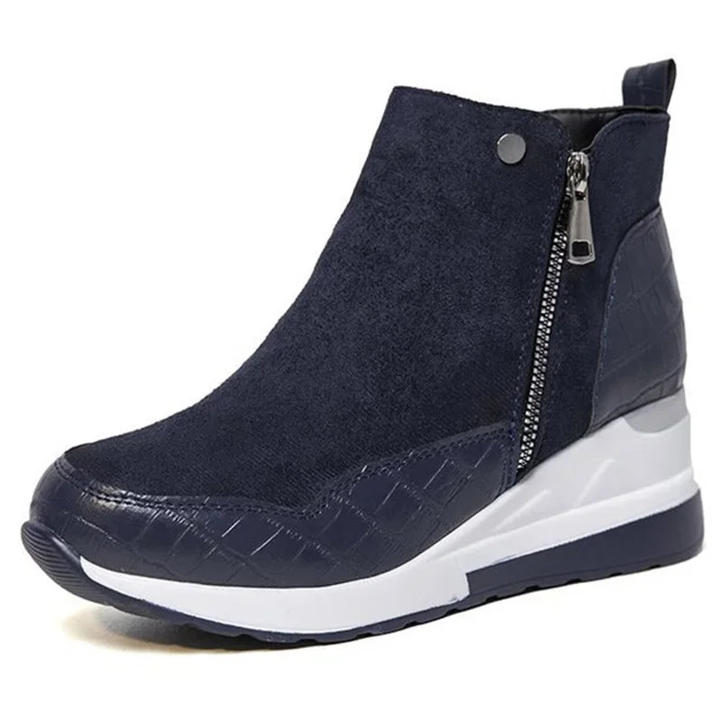 SyfIyno New Women's Fashion Winter Shoes Women's Warm Boots Girls' Platform Snow Shoes Women's Wedge High Heels Large Size 35-43