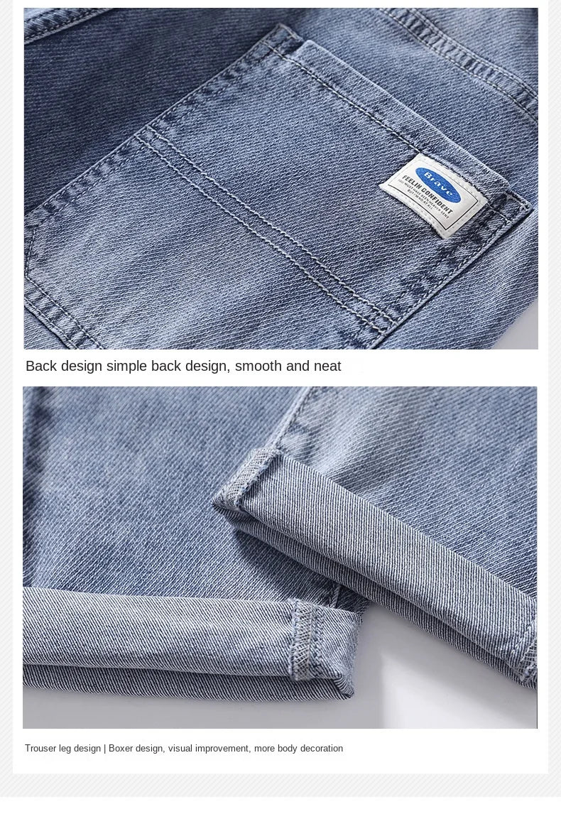 2023 New Summer Thin Style Korean Street LUXURY Work Pants Men's Elastic Waist Jogger Jeans for Work Wear Clothing Denim Jeans