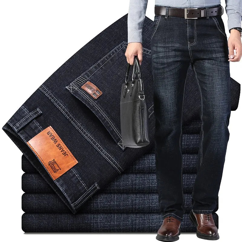 2022 Cotton Men's Jeans Denim Pants Brand Classic Clothes Overalls Straight Trousers for Men Black