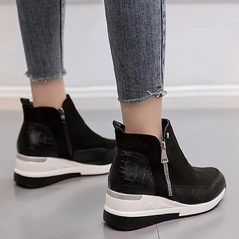 SyfIyno New Women's Fashion Winter Shoes Women's Warm Boots Girls' Platform Snow Shoes Women's Wedge High Heels Large Size 35-43