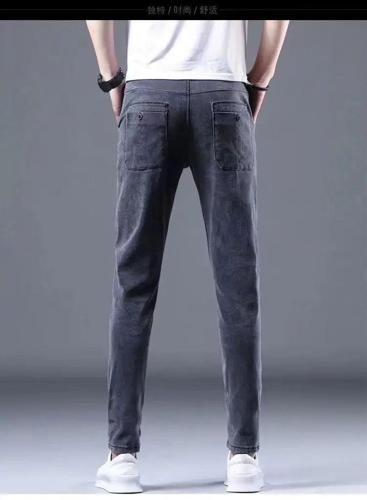 2024 New Korean Fashion Summer Thin Loose Jeans Mens Drawstring Pants Golf Joggings Jeans Man Japanese Streetwear Harem Trousers