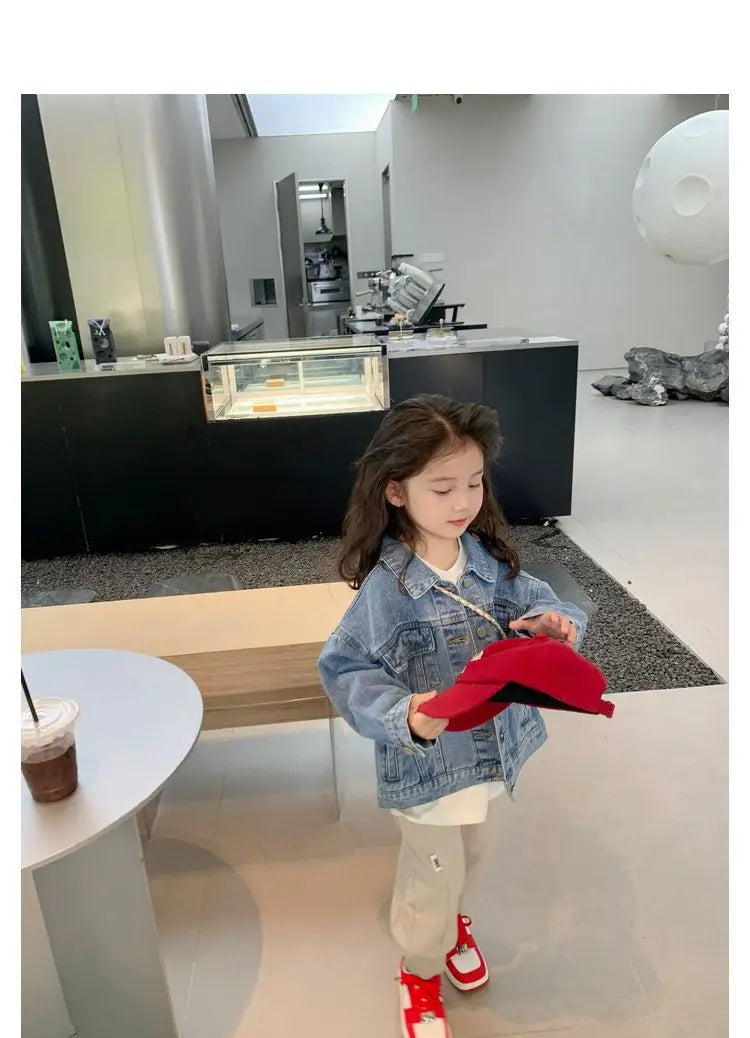 Fashion Kids Denim Jacket For Girls Coat Spring Autumn Children Outerwear Baby Casual Jackets Costume 4-12 Year