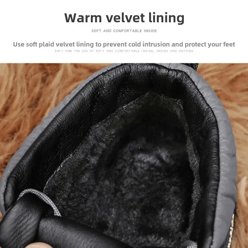 Classics Men's Soft Plush Ankle Boots Waterproof Snow Boots Designer Warm Platform Boots Versatile Lace Up Flats Hiking Boot