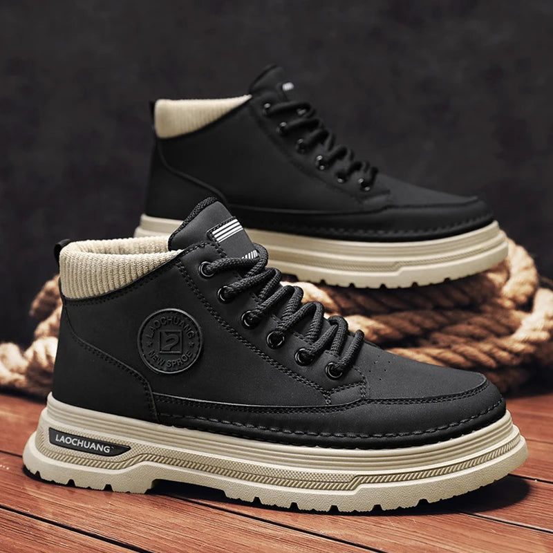 Botas vaqueras para hombre, versátiles, de caña alta, deportivas, informales, para entrenamiento, de moda para exteriores, resistentes al desgaste, para correr, botas de motociclista