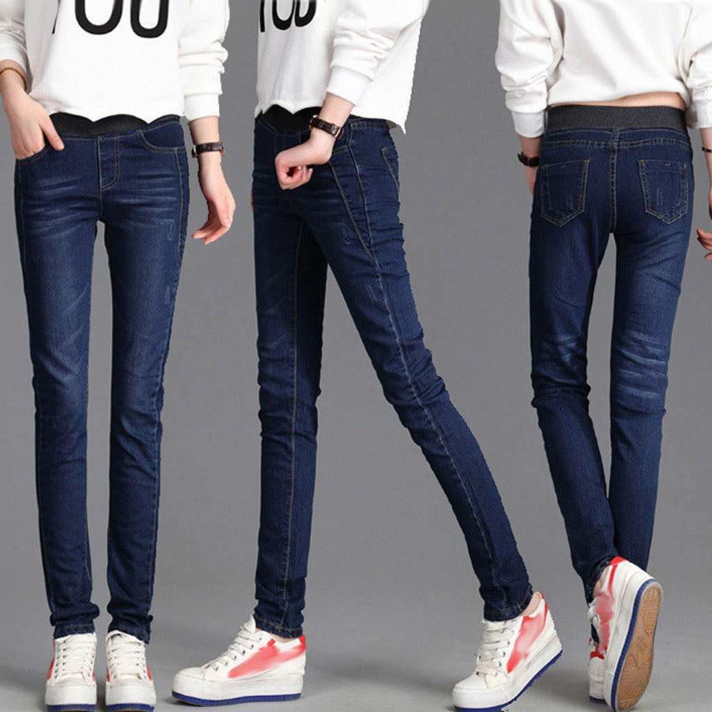Fashion Pencil Pants Plus Size Women Pants Loose High Waist Casual Jeans Elastic Waist High Waist Vintage Streetwear 청바지