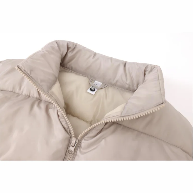 Customized Logo Winter Coat Windproof Vest Thick Stand Up Collar DIY Down Cotton Printing Company Brand Jacket Sleeveless