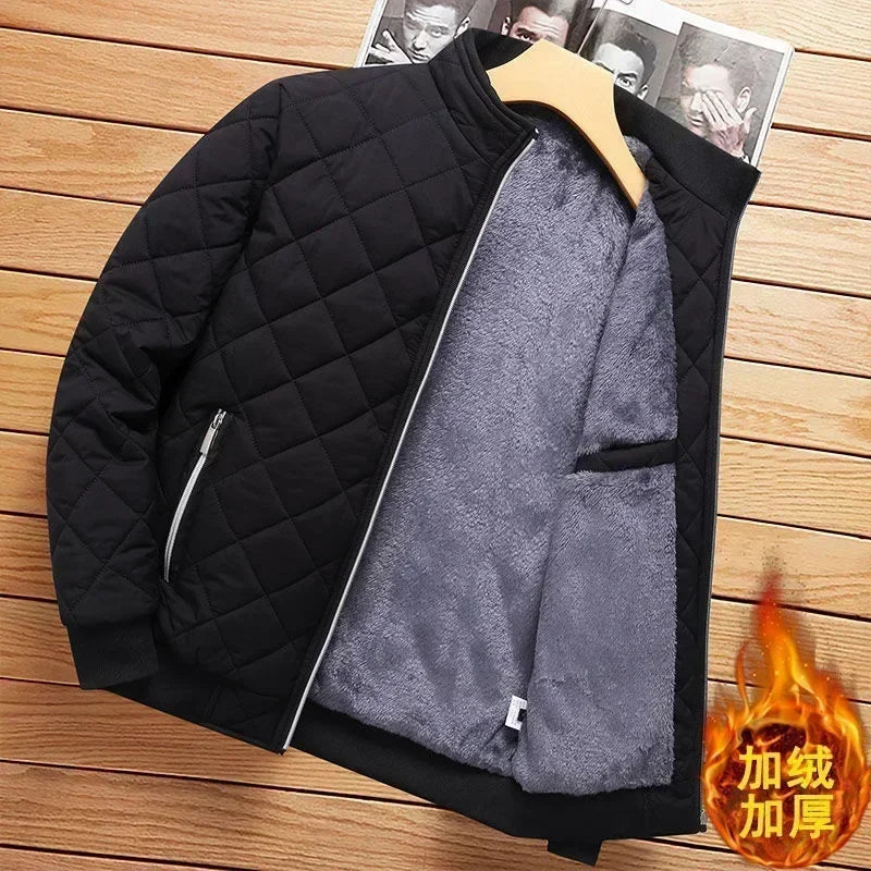 2025 Men's Thick Warm Bomber Jacket Coats Autumn Winter Fleece Lined Casual Jacket for Men Slim Fit Winter Clothing Parkas 5XL