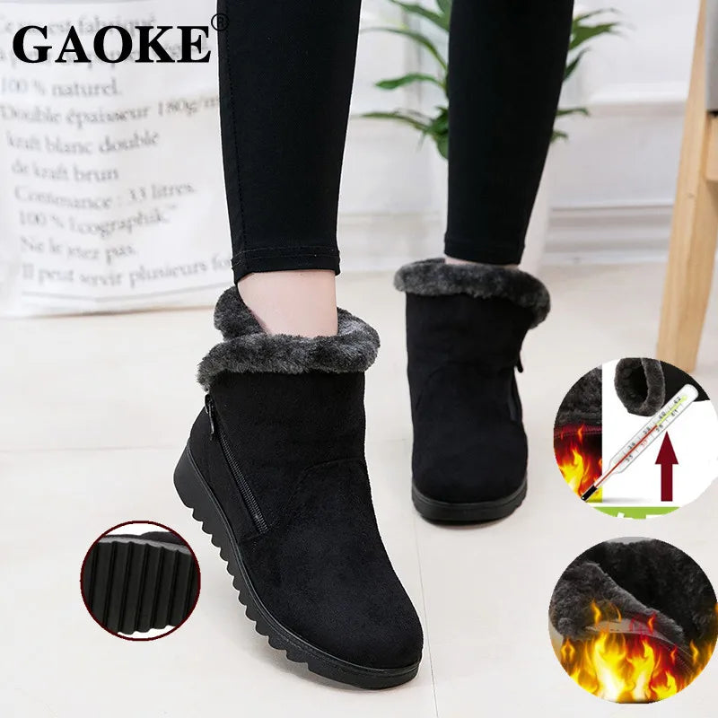 Woman Shoes Woman Winter Snow Boots Warm Ankle Boots Platform Rubber Female Boots Winter Snow Footwear Lady Low Heel Shoes