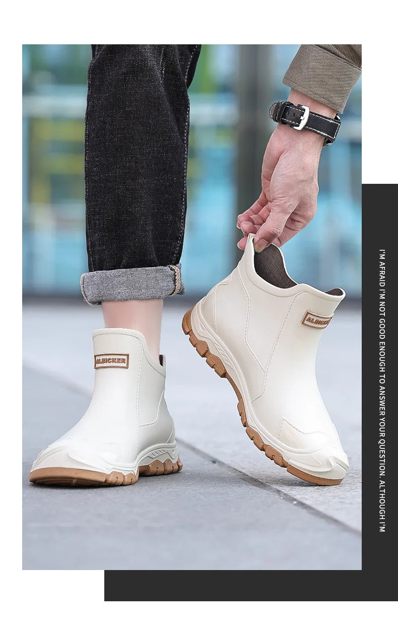Botas de lluvia para hombre, ideales para primavera y otoño. Botas de goma resistentes e impermeables. Botas de lluvia de invierno con forro polar para hombre. Tallas grandes. Calzado de protección laboral.