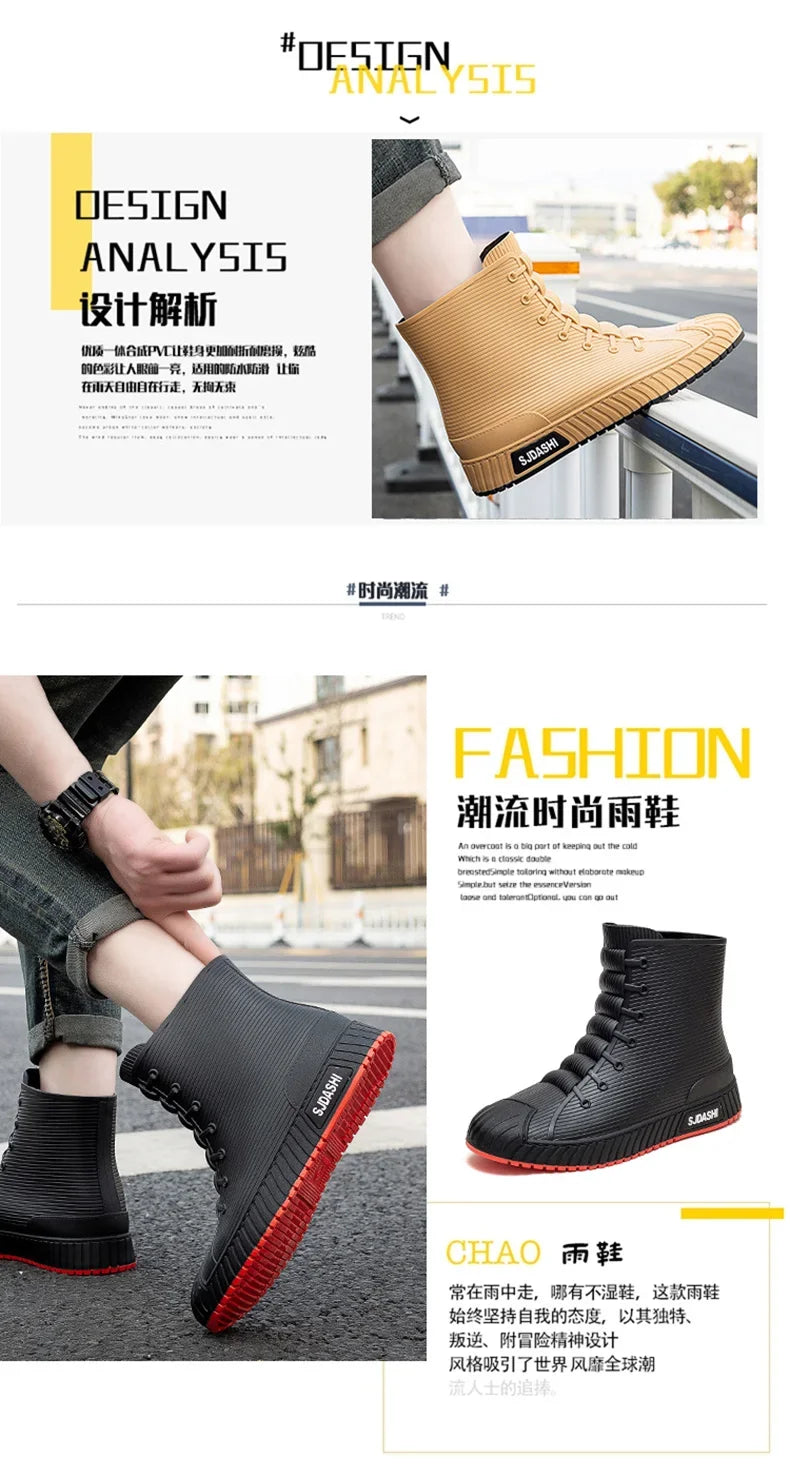 Nuevas botas impermeables de caña corta para hombre y mujer, forradas con forro polar, cálidas, antideslizantes, resistentes al desgaste, ideales para la lluvia y el exterior.
