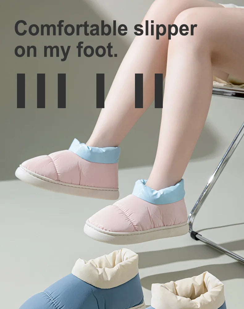 Women's High-End down Fabric Short Boots, Winter Thick-Soled Outdoor Wear, Student Fashion, Couple Indoor Warm, Waterproof, Non-Slip, Thickened