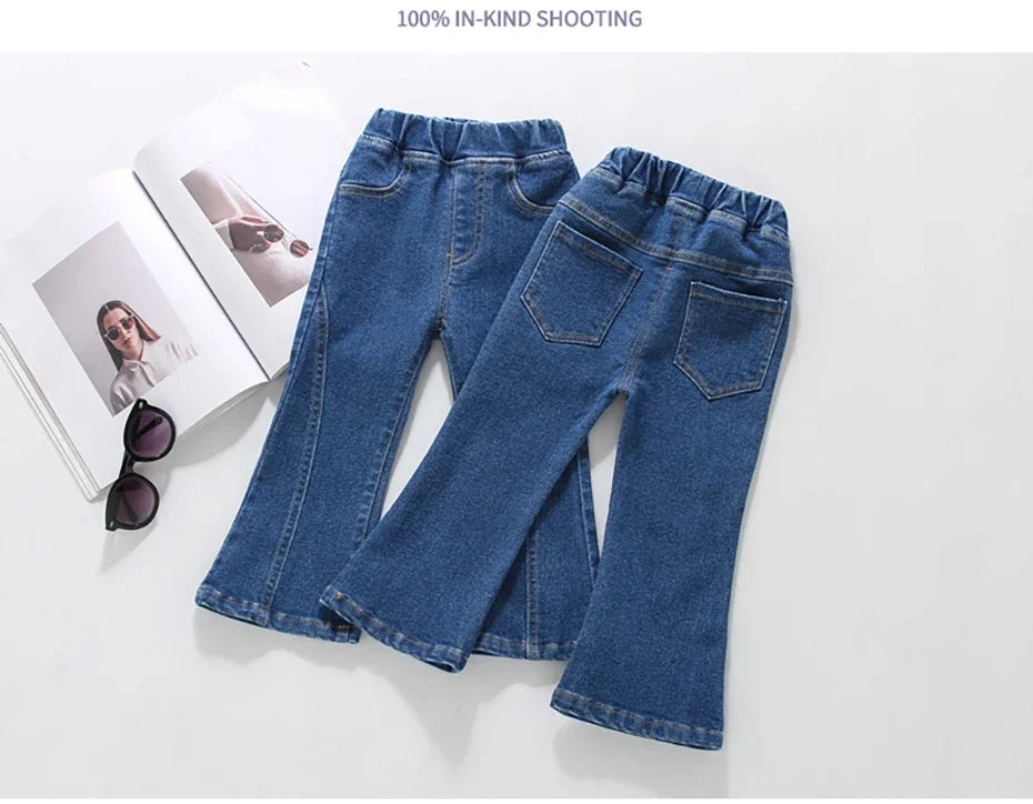 Pantalones vaqueros de color liso para niñas, estilo casual, para primavera y otoño, de 1 a 6 años.