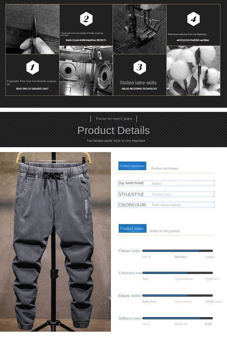 Pantalones vaqueros de mezclilla con cordón ajustable para hombre, versátiles, de moda para otoño, con cintura elástica, estilo harén, informales, para exteriores, 2022