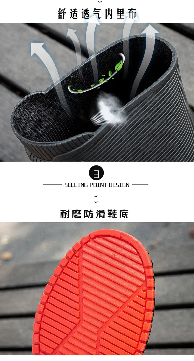 Nuevas botas impermeables de caña corta para hombre y mujer, forradas con forro polar, cálidas, antideslizantes, resistentes al desgaste, ideales para la lluvia y el exterior.