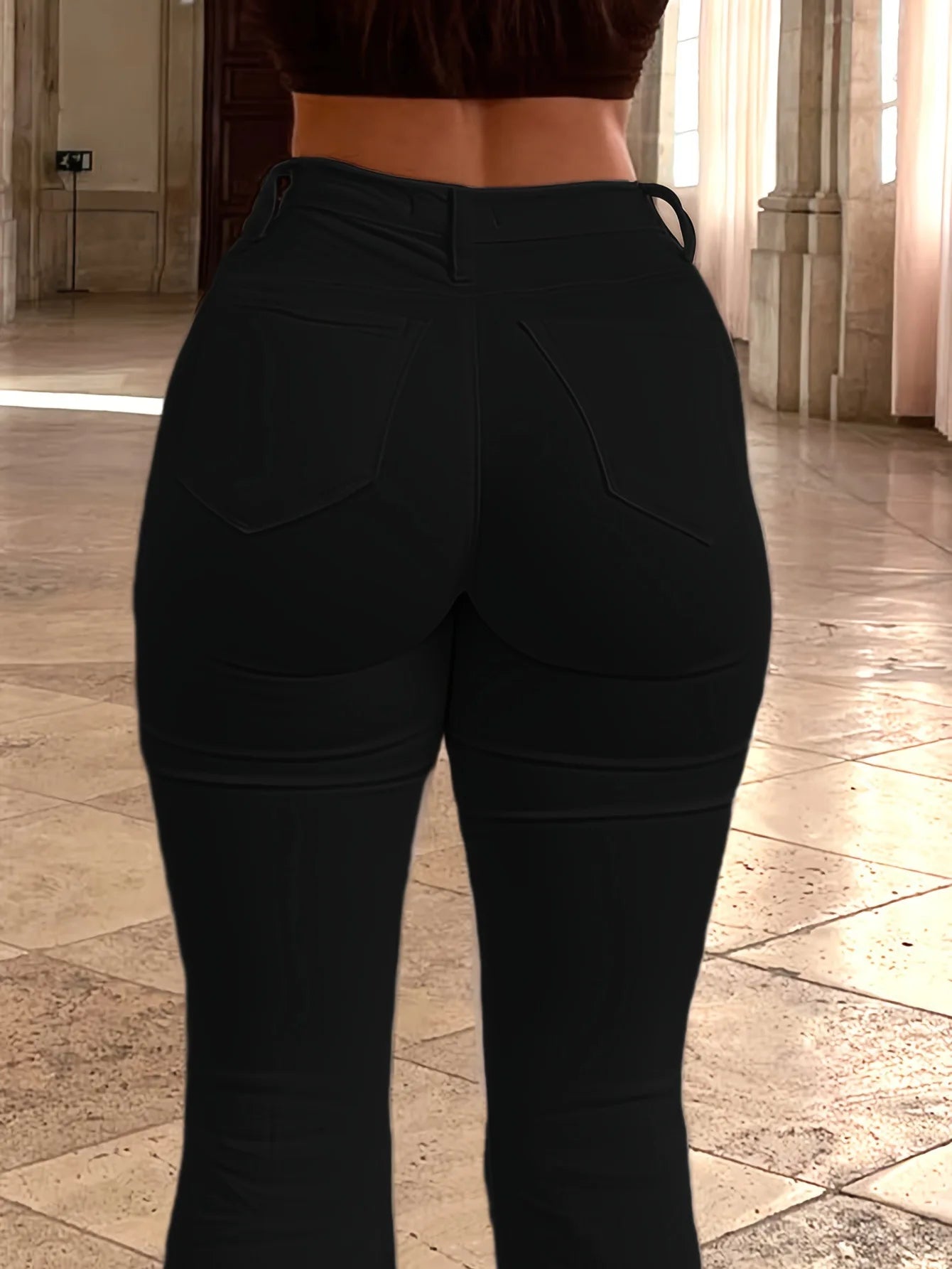 2025 Jeans Female Wish European and American Women's Elastic High Waist Solid Color Micro-pull Trousers