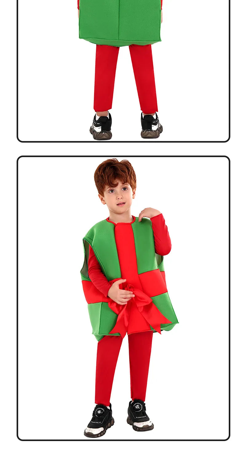 Children's Christmas Performance Costumes: Santa Claus & Gift Box Styles for Holiday Parties & Shows