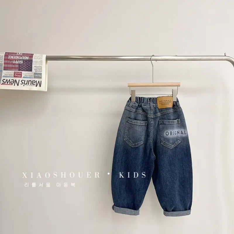 Boys spring and autumn jeans new style of foreign fashion children casual fashion gradient denim pants for 2 3 4 5 6 7 8 years