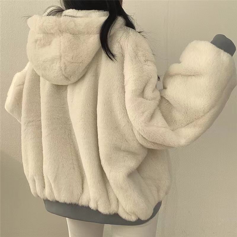Women Parkas Coat Korean Thick Warm Coats Solid Zipper Hooded Loose Jacket Casual Full Sleeve Regular Splice Pockets Winter