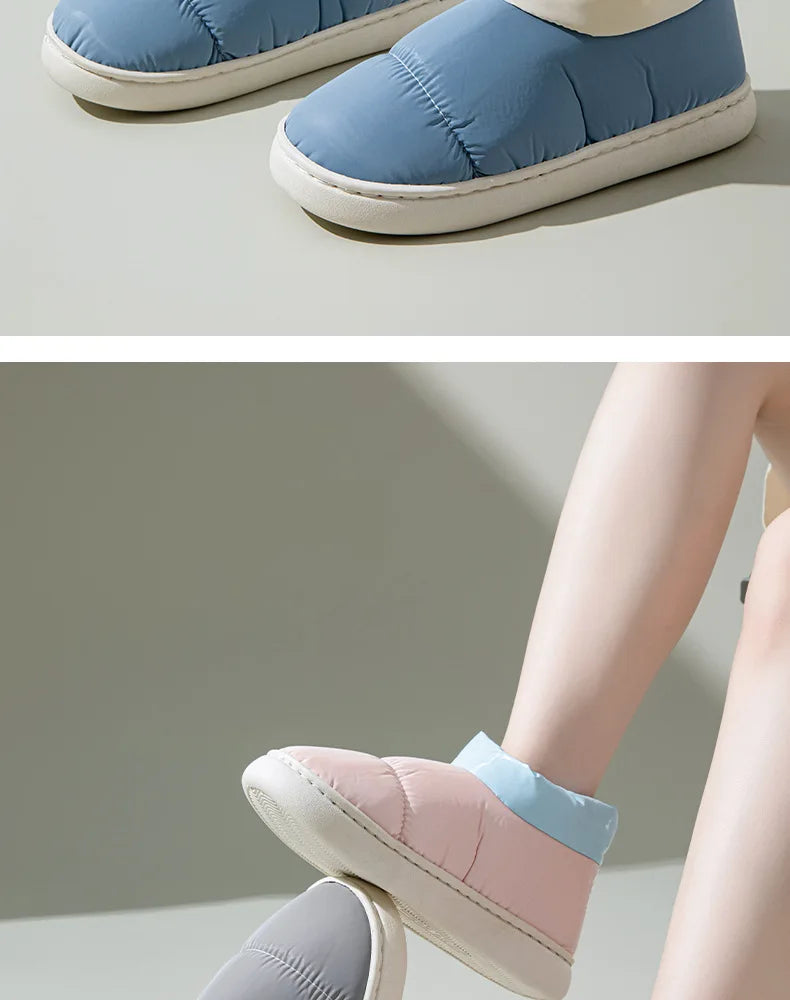 Women's High-End down Fabric Short Boots, Winter Thick-Soled Outdoor Wear, Student Fashion, Couple Indoor Warm, Waterproof, Non-Slip, Thickened