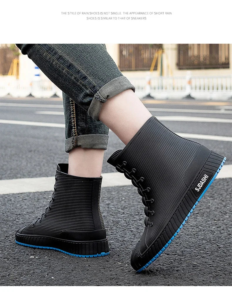 Nuevas botas impermeables de caña corta para hombre y mujer, forradas con forro polar, cálidas, antideslizantes, resistentes al desgaste, ideales para la lluvia y el exterior.