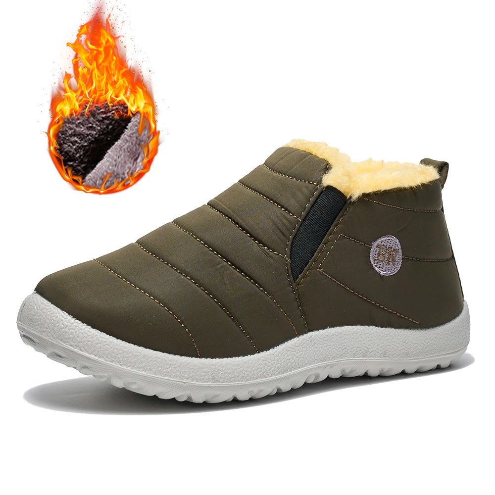 Classic Winter Men's Boots Ankle Boots WaterProof  Warm Plush Round Toe Thick-soled Outdoor Casual Anti slip