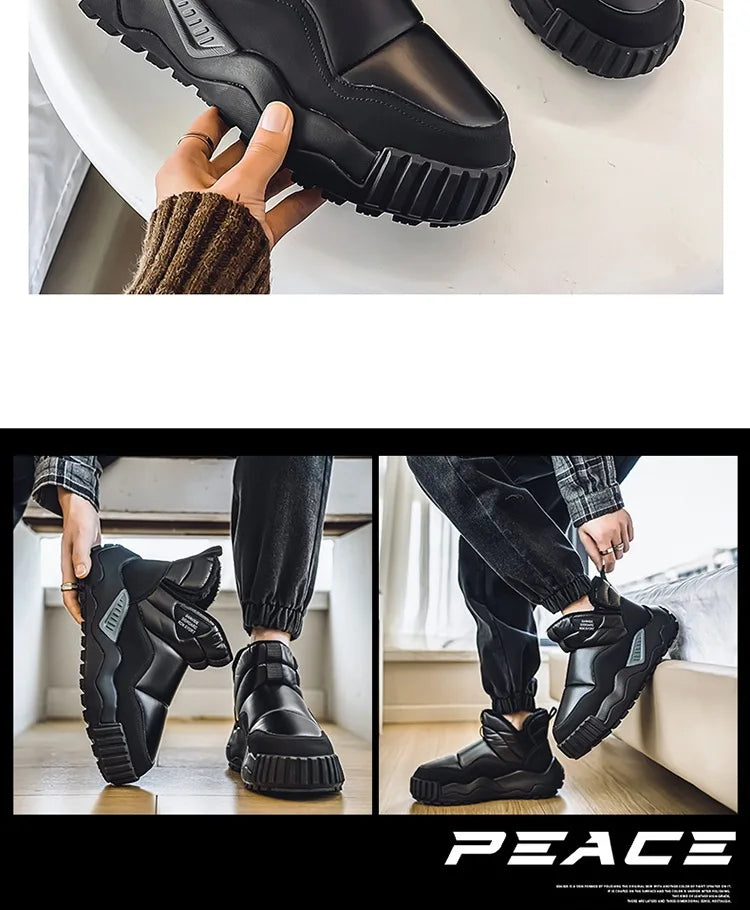 Winter men's thick-soled high-top cold-resistant snow boots, piled and thickened warm cotton shoes, non-slip men's boots