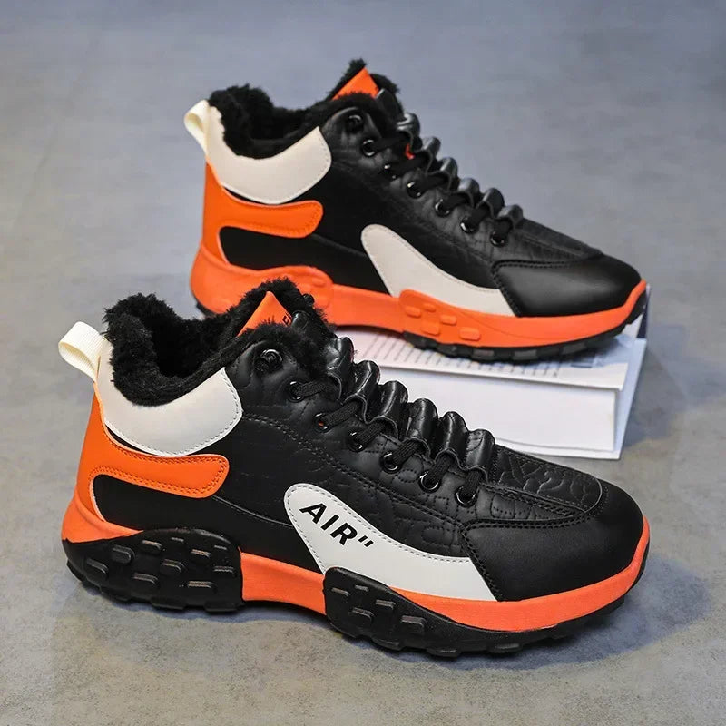 Zapatos de plataforma cálidos de algodón para hombre, zapatillas gruesas para hombre, zapatos vulcanizados de invierno, zapatillas casuales de moda para hombre, botas de nieve de caña alta