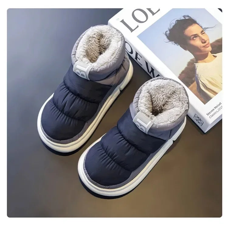 Bottes de neige pour hommes et femmes, chaussures d'hiver confortables et épaisses en coton, imperméables et antidérapantes, chaussures plates décontractées pour l'extérieur