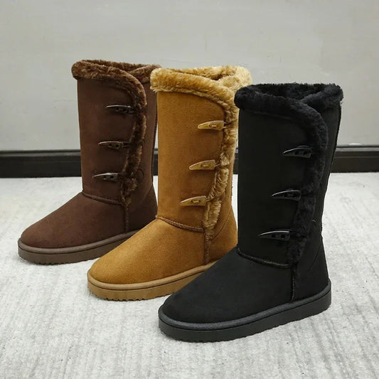 Trend winter warm Women's Snow boots  For Waterproof non-slip  bull horn buckle lady ankle boot cotton shoes