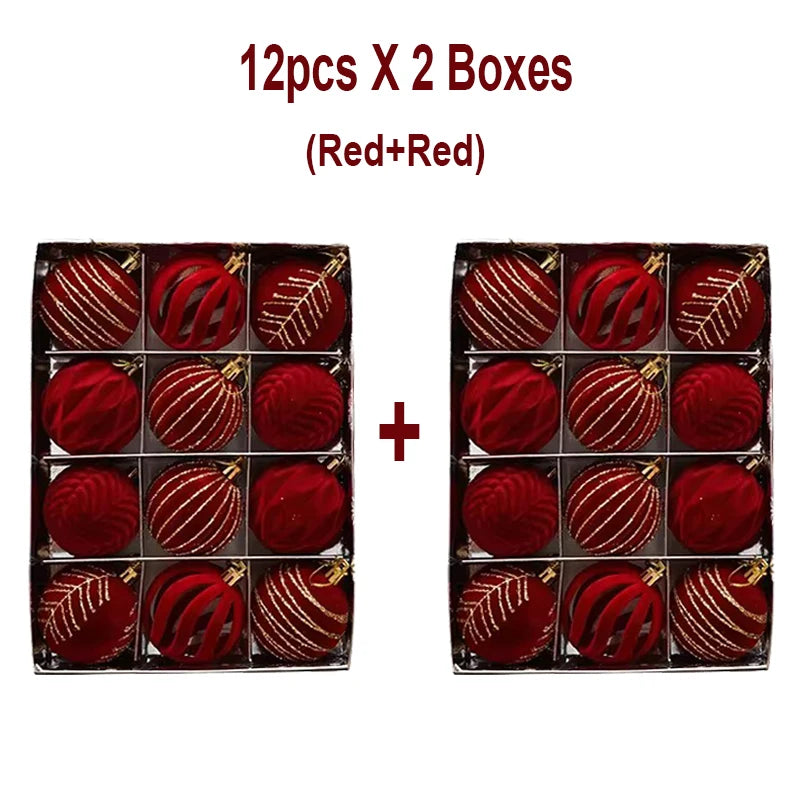 12/16 piezas de adornos navideños de bolas de color rojo vino de 6 cm, con efecto nevado, para árbol de Navidad, fiestas, Año Nuevo, esferas navideñas colgantes.