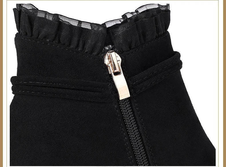 New Autumn Fashion Boots Women Fur Winter Warm Pointed Ankle Boots Sexy High Heel Rhinestone Decoration Zipper Women Boots