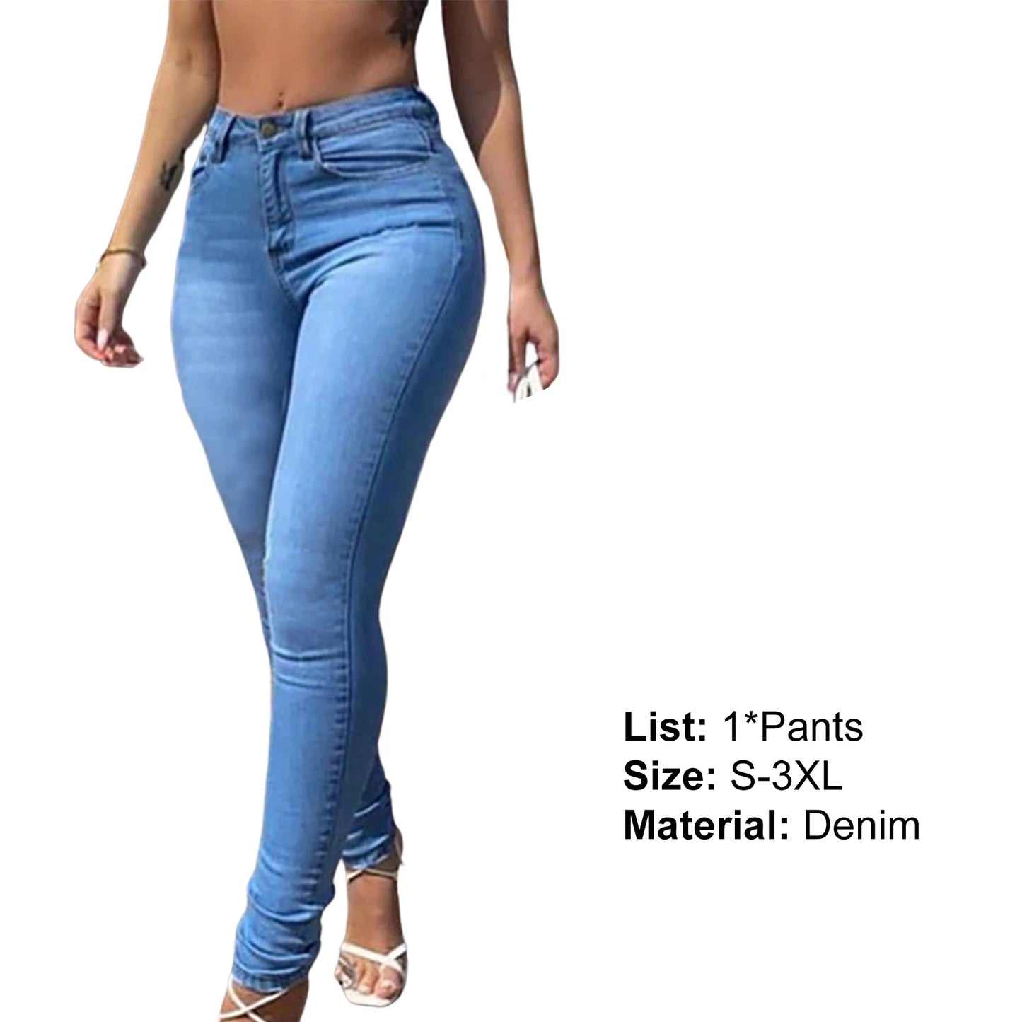 Pantalones vaqueros de cintura alta para mujer, ajustados, informales, de oficina, con realce de glúteos, elásticos, para primavera y verano 2024