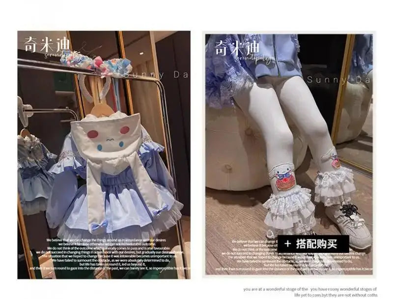 Kuromi Kawaii Kids Girls Jacket Autumn New Cartoon Cinnamoroll Fashion Outdoor Hooded Embroidery Jacket Retract Waist Jackets