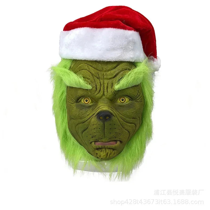 Disfraz de Papá Noel de primera calidad, conjunto de disfraces navideños, ropa de cosplay, Papá Noel friki, pelo verde, Grinch friki, ropa para actuaciones