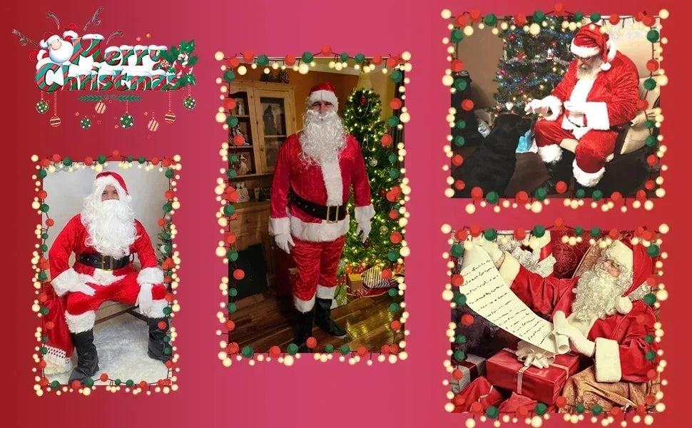 Costume de Père Noël pour homme adulte en velours doré, costume de Père Noël pour Halloween, cosplay anime