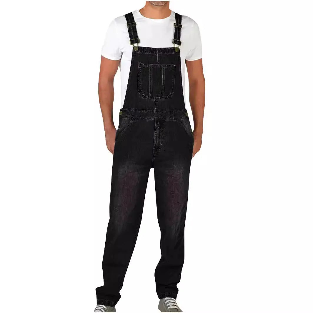 2025 Mens Jeans Overalls Men Pockets Slim Long Denim Pants Cotton Splice Straight Rompers Summer Plus Size Long Jeans Men