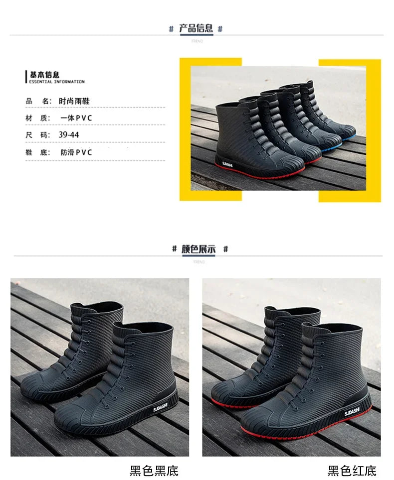 Nuevas botas impermeables de caña corta para hombre y mujer, forradas con forro polar, cálidas, antideslizantes, resistentes al desgaste, ideales para la lluvia y el exterior.