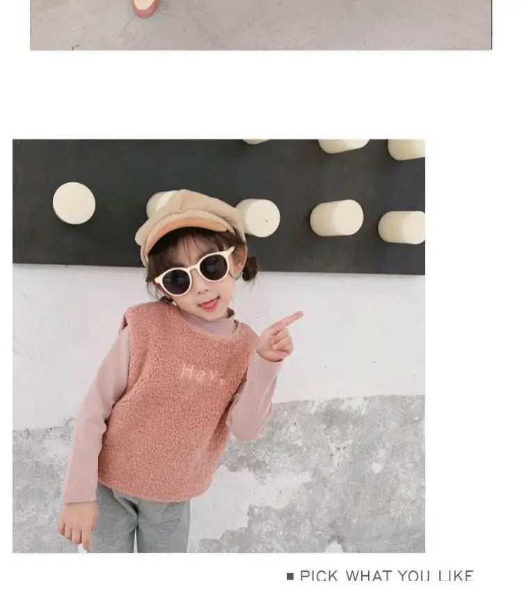 Vests & Waistcoats Girls Boys Polar Fleece Jacket Outer Wear Casual Simple Letter Embroidered Jacket Autumn Winter Children's