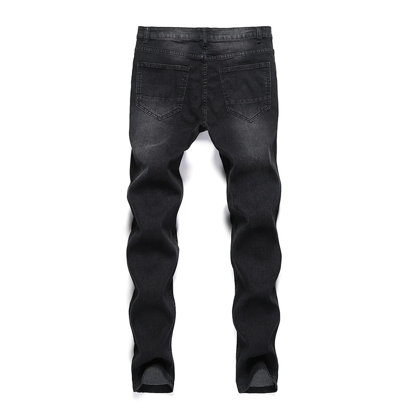 2025 New Fashion Street Style Ripped Skinny Jeans Men Vintage wash Solid Denim Trouser Mens Casual Slim fit pencil denim Pants