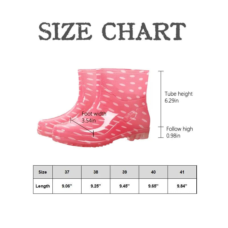 Fashionable Print Rain Boots Adult Women's Waterproof Boots Anti-slip Wear-resistant Shoes Mid-high Boot  Rain Shoes