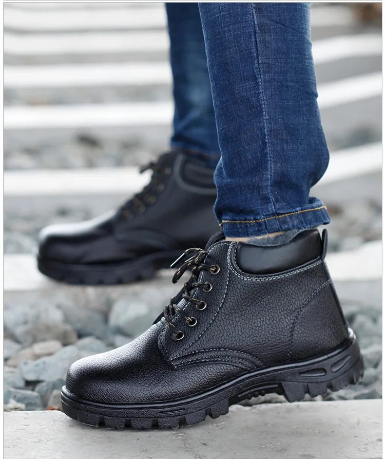 Botas de seguridad para hombre, indestructibles, con puntera de acero, impermeables, resistentes al desgaste y a los impactos.