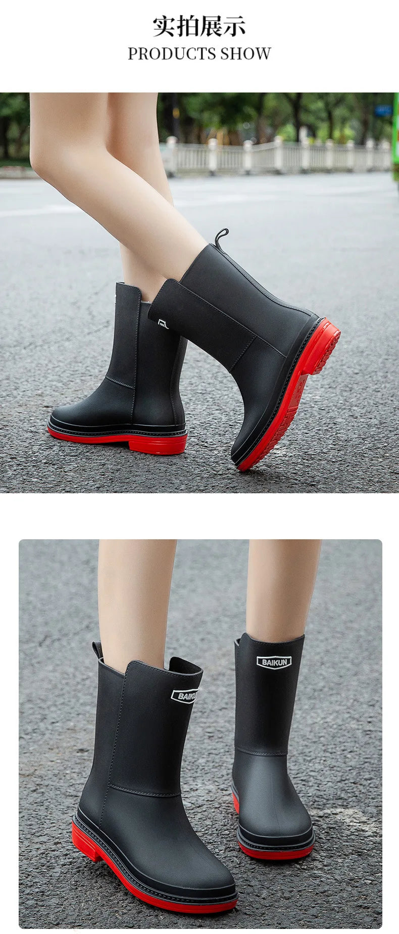Rubber Women Rain Boots PVC Waterproof Women Shoes Non-Slip Women Water Shoes Outdoor Women Boots Zapatos Impermeable Mujer