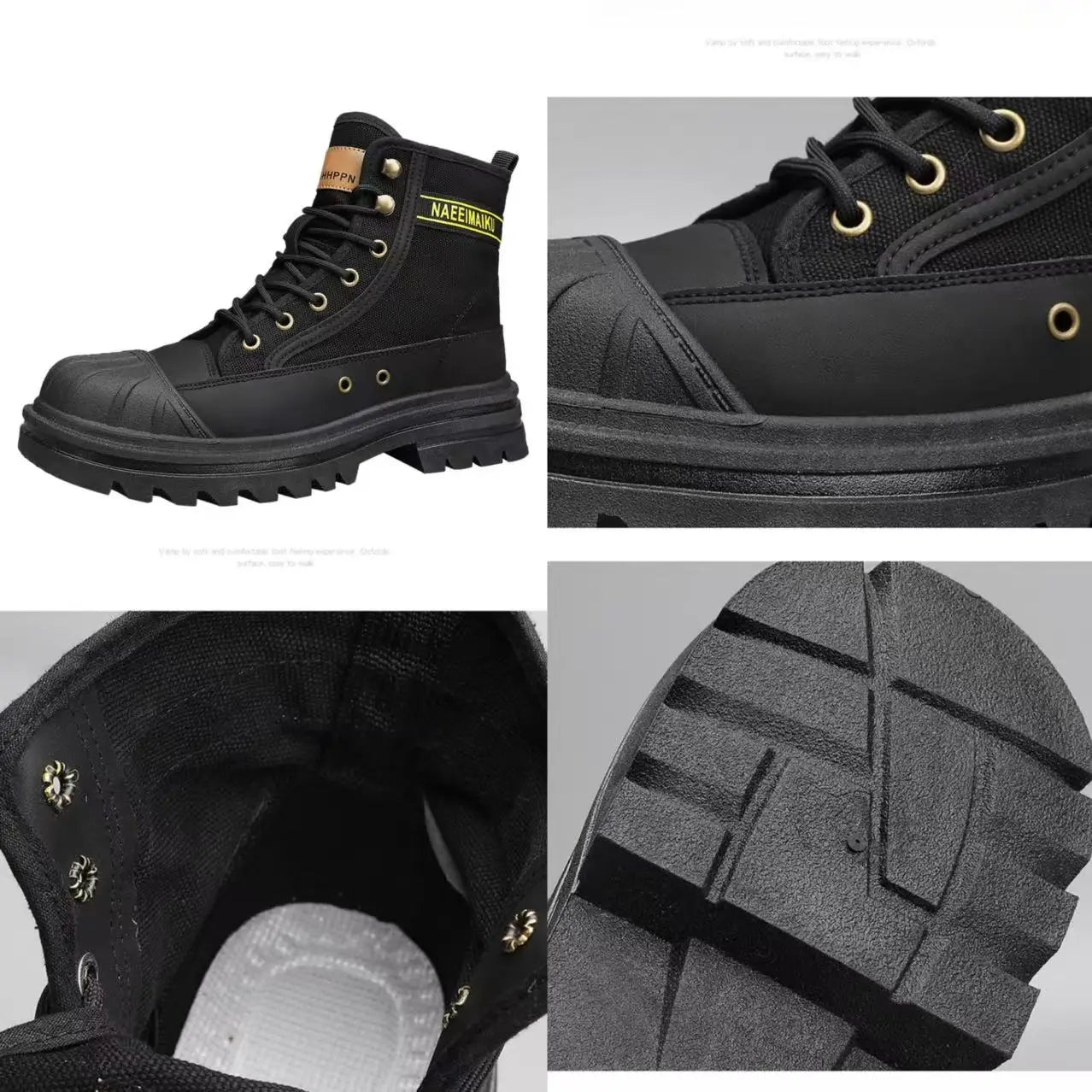 Botines de lona de caña alta para hombre, de diseño moderno, botas de trabajo para exteriores de alta calidad, botines de plataforma para motociclistas