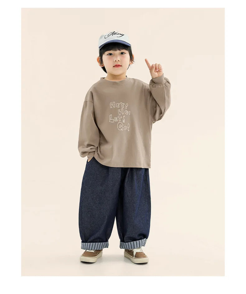 Ropa de diario de primavera para niños de 2 a 7 años, pantalones vaqueros a rayas con bolsillos y retazos, estilo coreano, con reborde, a la moda.