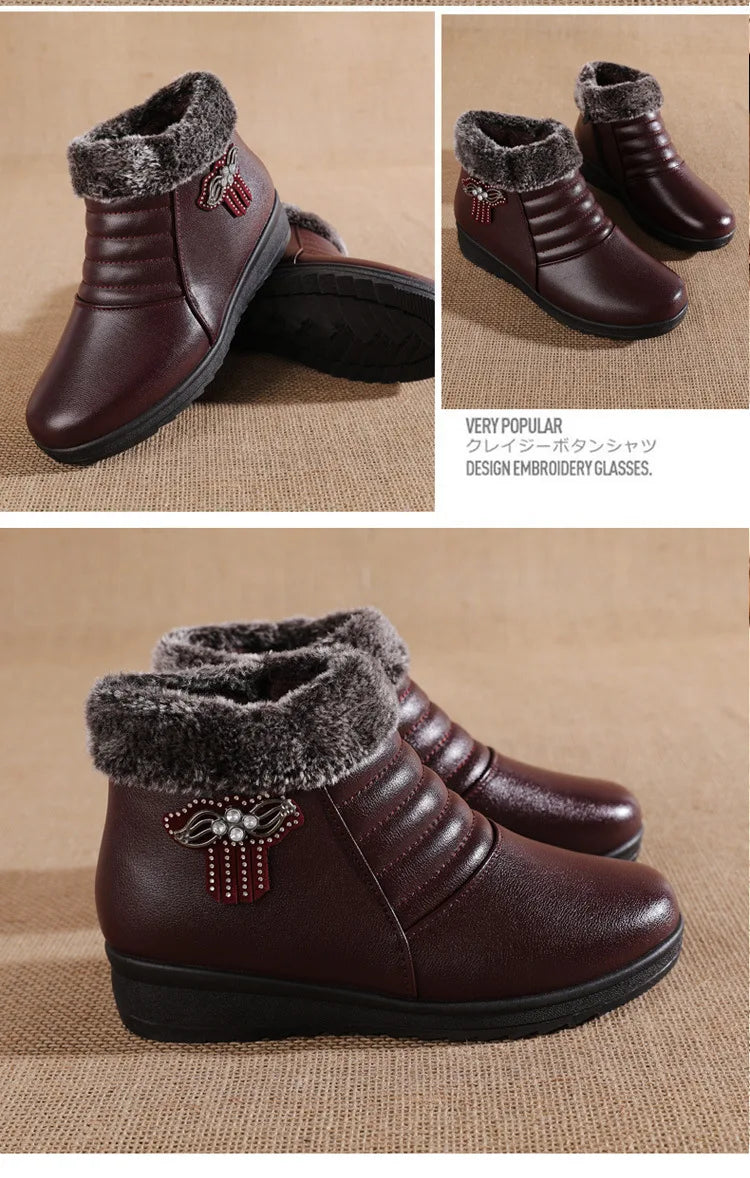 Nuevas botas de invierno para mujer, botines gruesos de felpa para mujer, con cremallera, cómodas botas de nieve para exteriores, zapatos de algodón a la moda, botas De Mujer